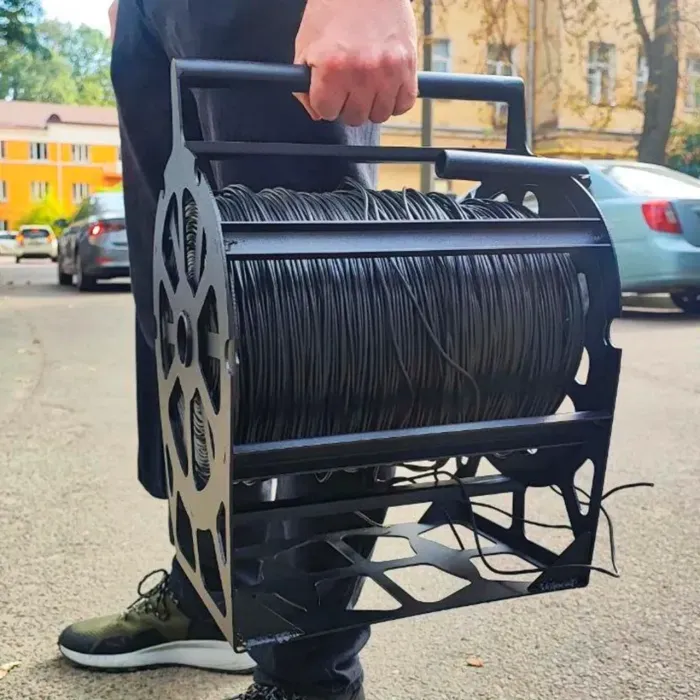 Котушка для кабелю 500м сталева 2мм порошкове фарбування з ручкою для намотування дроту