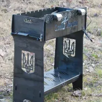 Мангал с автоматической шашлычницей на 10 шампуров, мотор, регулировка высоты, разборный, сталь 3мм