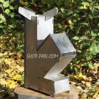 Турбо печь из нержавейки для кемпинга 3мм разборная средняя (ракетная печь, походная)