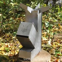 Турбо печь из нержавейки для кемпинга 3мм разборная средняя (ракетная печь, походная)