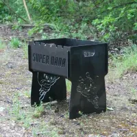 Мангал разборной на 8 шт с индивидуальной гравировкой - SUPER ПАПА - в подарок. Мангал для подарка