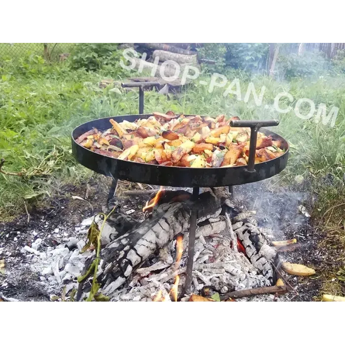 Сковорода з диска борони 30см, ручки, що знімаються, ніжки 23см, сталь 4мм, для багаття, пікніка