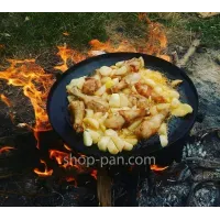 Сковорода из диска бороны 30см, съемные ручки, ножки 23см, сталь 4мм, для костра, пикника