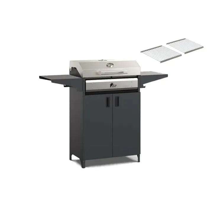 Мангал High-Tech 600 з кришкою BBQ, решіткою гриль, термометром.