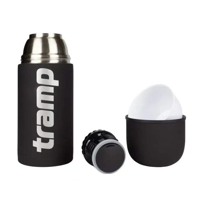 Термос Tramp Soft Touch 0.75L Black: антискользящее покрытие, нержавеющая сталь, пиала, 24ч тепло.