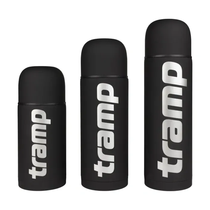 Термос Tramp Soft Touch 0.75L Black: антискользящее покрытие, нержавеющая сталь, пиала, 24ч тепло.