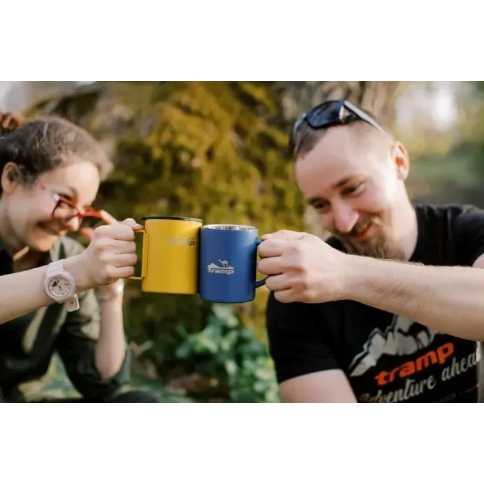 Термокружка Tramp 400 мл со складными ручками и поилкой UTRC-137 mustard - для туризма и путешествий