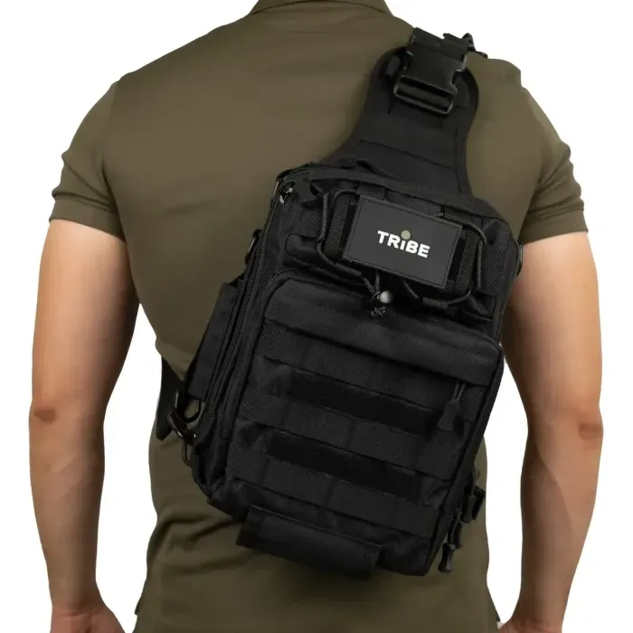 Сумка через плечо Tribe Sling Pack 6,5 л. T-IE-0003, Черный. Поясной рюкзак для плечо. Мужская поясная сумка