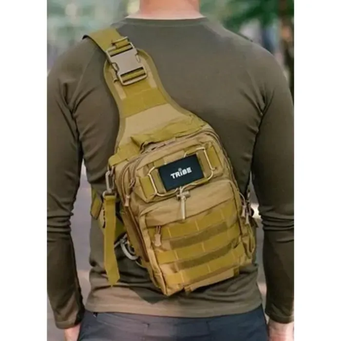 Сумка через плече Tribe Sling Pack 6,5 л. T-IE-0003, Койот. Поясной рюкзак для плечо. Мужская поясная сумка