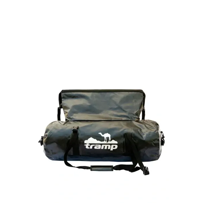 Гермосумка Tramp 40л PVC Black: водонепроницаемый баул для походов и сплавов, с ручками и ремнем