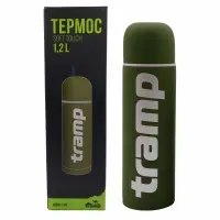 Термос TRAMP Soft Touch 1.2л Хакі: антиковзкий, нержавіюча сталь 18/8, піала, 24ч тепло