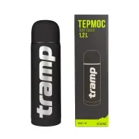 Термос TRAMP Soft Touch 1.2л чорний з антиковзанням: для напоїв, піала в комплекті