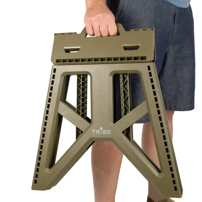 Складной стул Tribe Camp Chair High Olive: компактный пластиковый стул для кемпинга, рыбалки и отдыха