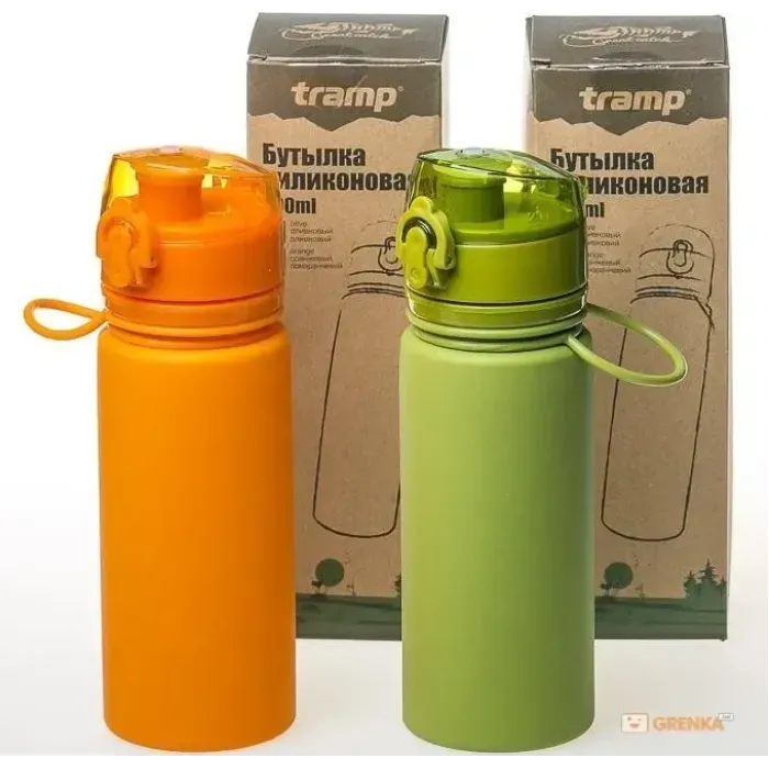 Бутылка силиконовая 500 мл Tramp, TRС-093-olive