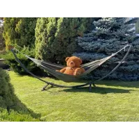 Прочный монотонный гамак (БЕЗ КАРКАСА) WISH зеленого цвета двухместный XXL 200х150 WCG