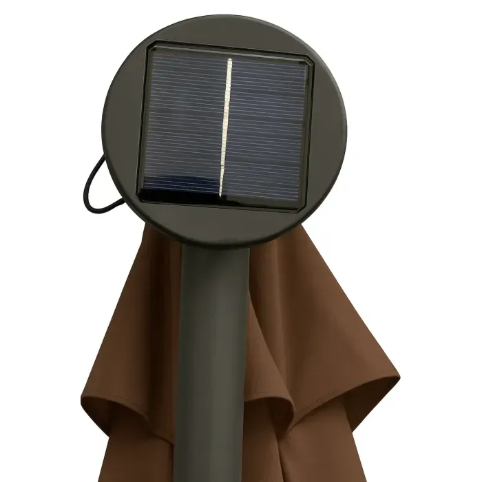 Садовый зонт 3,5м Регулируемый с LED подсветкой, коричневый + чехол WCG, для сада, террасы, дачи. Водостойкий