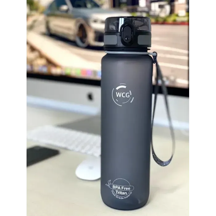 Фляга для воды WCG 1л Tritan BPA Free - спортивная бутылка для фитнеса, путешествий, прогулок (красная)