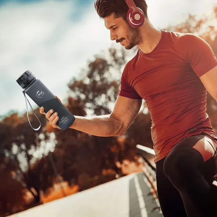 Фляга для воды WCG 1л Tritan BPA Free - спортивная бутылка для фитнеса, путешествий, прогулок (красная)
