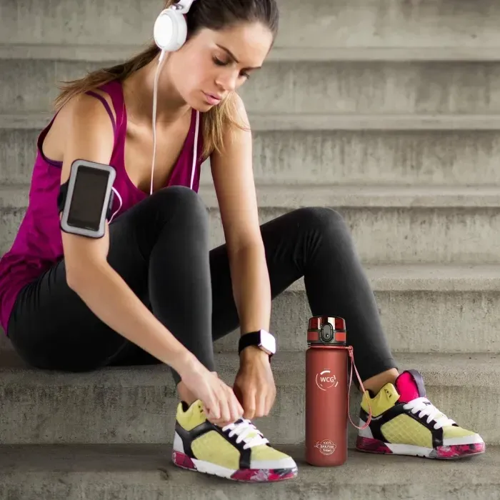 Фляга для воды WCG 1л Tritan BPA Free - спортивная бутылка для фитнеса, путешествий, прогулок (красная)