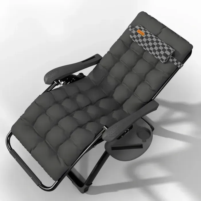 Розкладачка з матрацом Zero Gravity WCG S14-PP Louis Чорна. Розкладний шезлонг