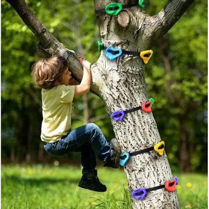 Зацепы для лазания по дереву Ninja Tree (15 камней, 5 ремней) - детский скалодром, до 100кг