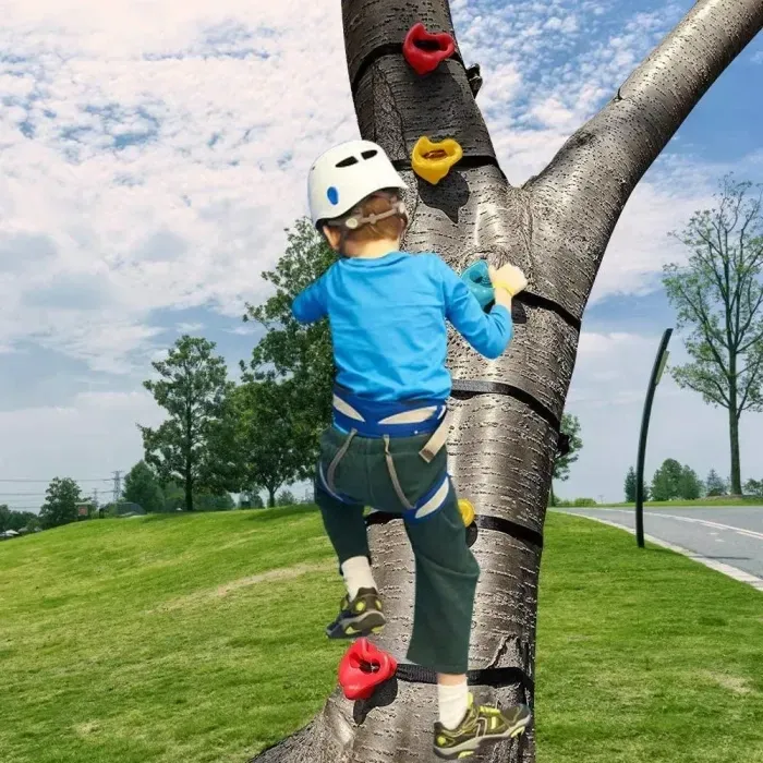 Зацепы для лазания по дереву Ninja Tree (15 камней, 5 ремней) - детский скалодром, до 100кг
