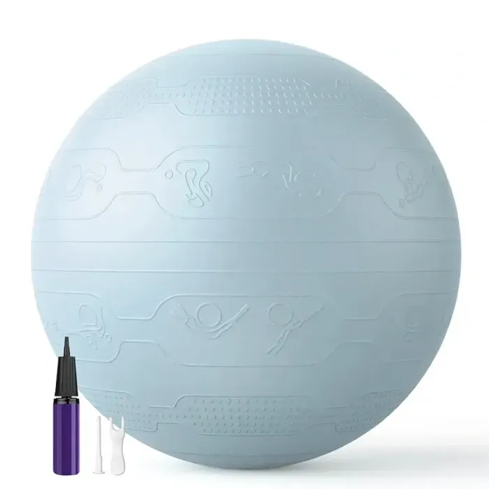 Фитбол для фитнеса WCG Balance Pro 65 см, мяч для йоги, пилатеса и беременных с насосом, Anti-Burst, голубой