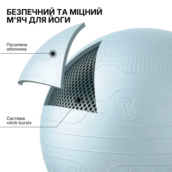 Фитбол для фитнеса WCG Balance Pro 65 см, мяч для йоги, пилатеса и беременных с насосом, Anti-Burst, голубой