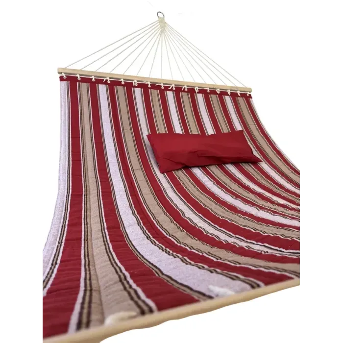 Гамак з планкою Siesta Червоний XXL 200х150 WCG Стьобана тканина + подушка. Гамак для двох. Сімейний гамак