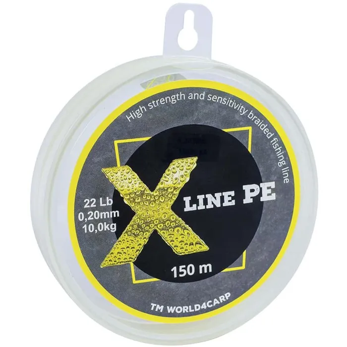 Шнур плетеный для рыбалки X Line PE 0,20 мм 150 м Yellow, рыболовная плетенка высокой прочности, желтый