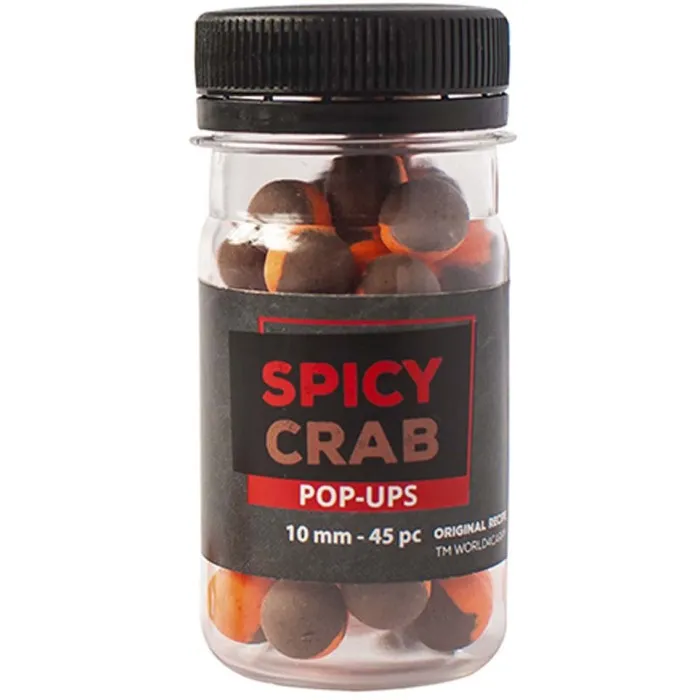 Бойли плаваючі Pop-up Spicy Crab 10 мм, краб зі спеціями для коропової риболовлі, високоатрактивні 45 шт.