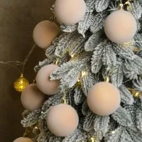 Набор шаров на елку "Оксамит" 18 шт Бежевый 8 см. Подарочный набор елочных игрушек