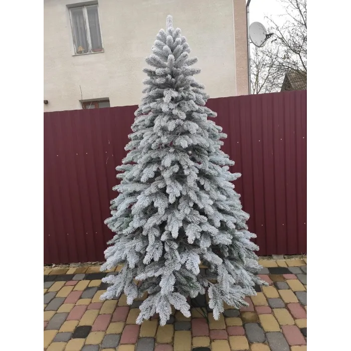 Литая искусственнея елка 2.1 м. "Элитная" Заснеженная. Белая декоративная елка
