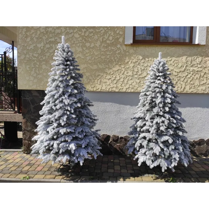 Литая искусственнея елка 2.3 м. "Элитная" Заснеженная. Белая декоративная елка